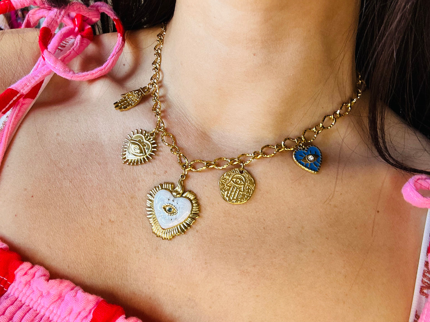 Collier coeur nacré