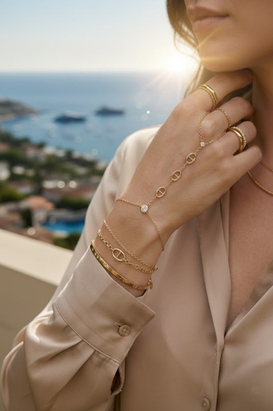 Bracelet Main Bracelet Bague Boucle Marine en Acier Inoxydable – Style Chic & Moderne