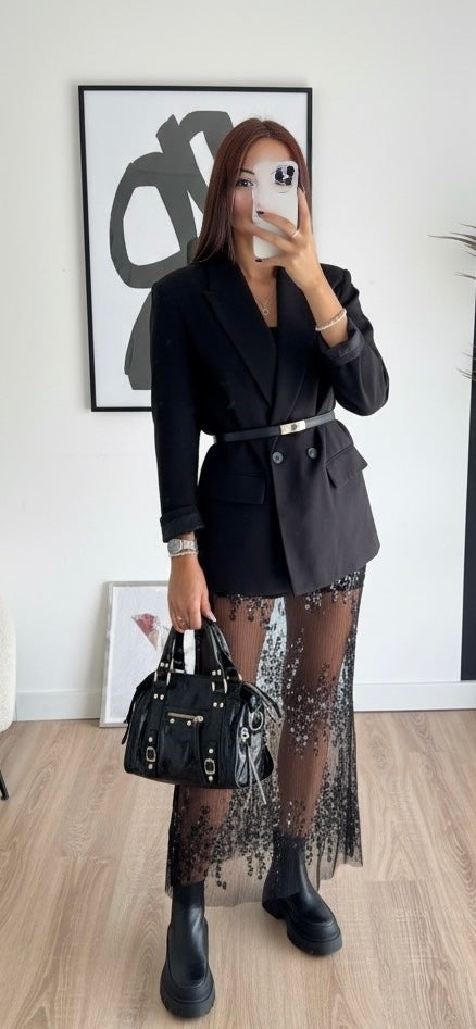 jupe sequin noir