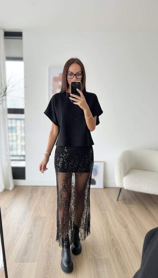 jupe sequin noir