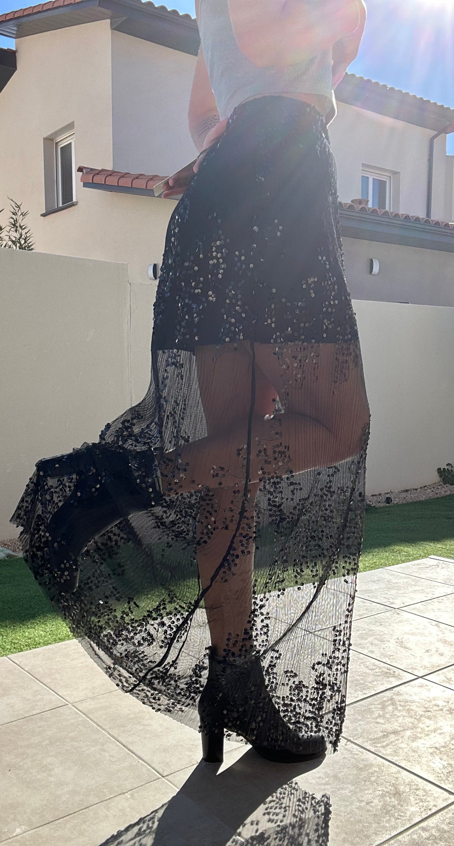 jupe sequin noir