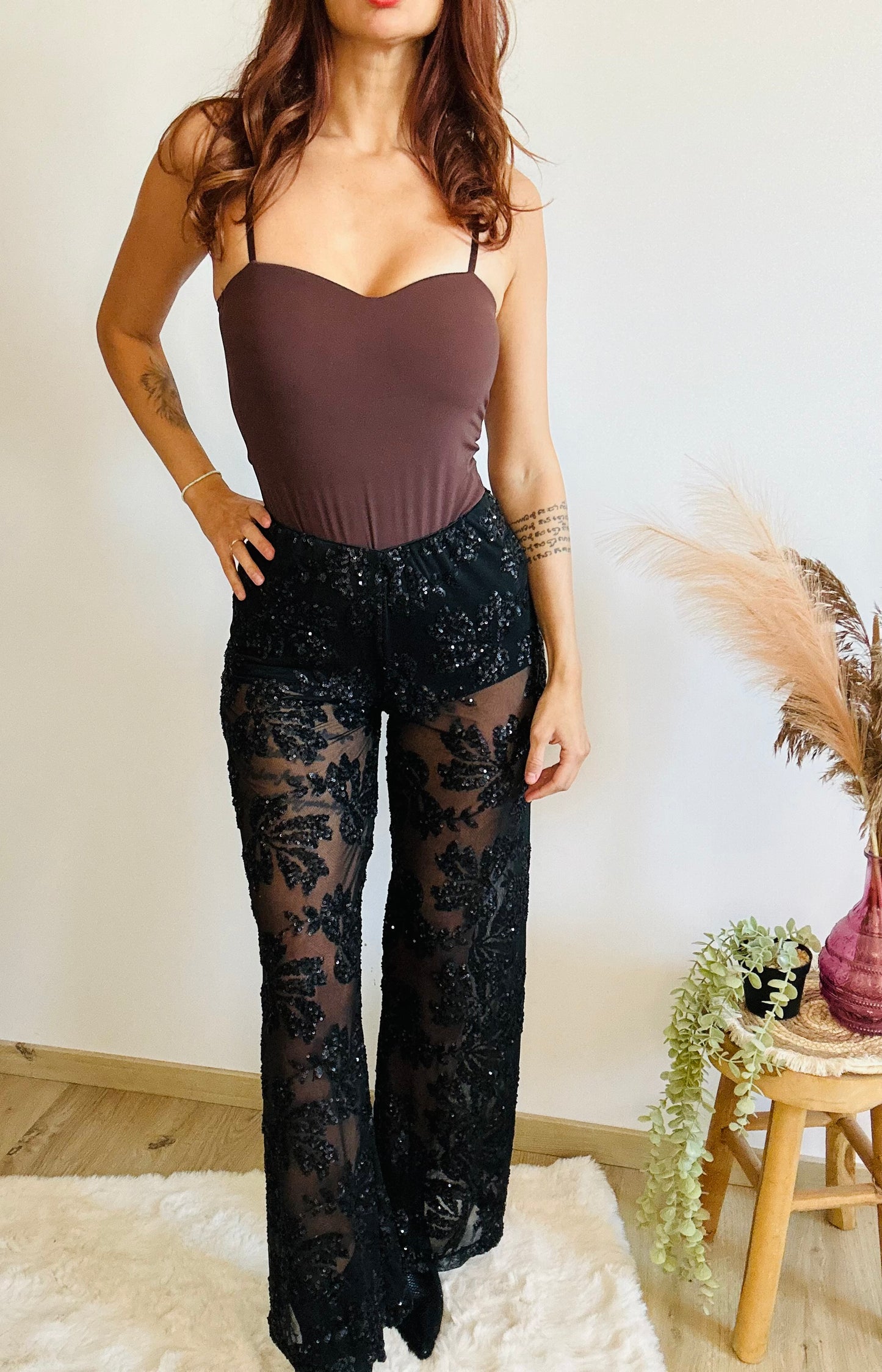 pantalon sequin noir