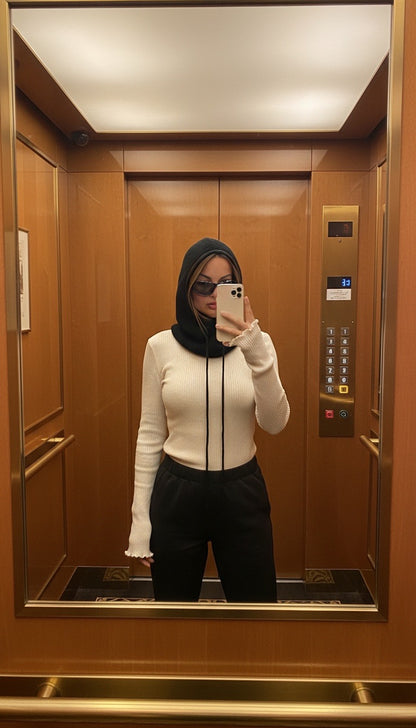 Cagoule en maille côtelée