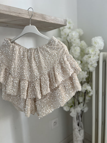 jupe short beige