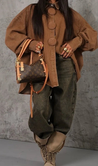 chemisier oversize chocolat