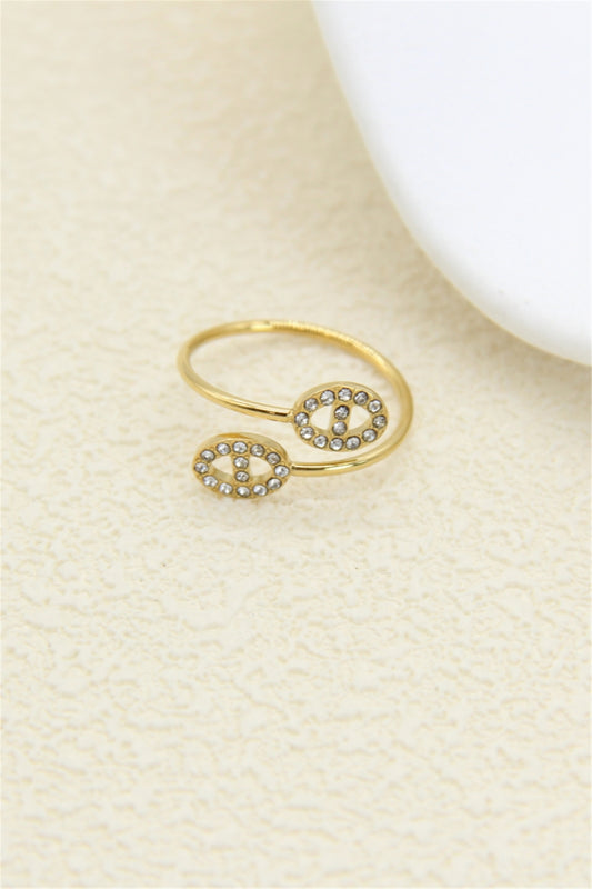 Bague Boucle Marine Dorée – Acier Inoxydable & Strass