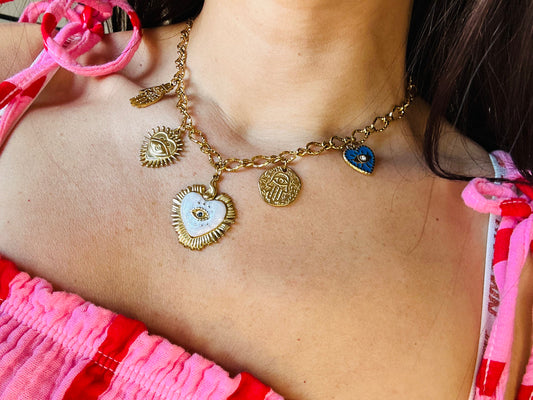 Collier coeur nacré